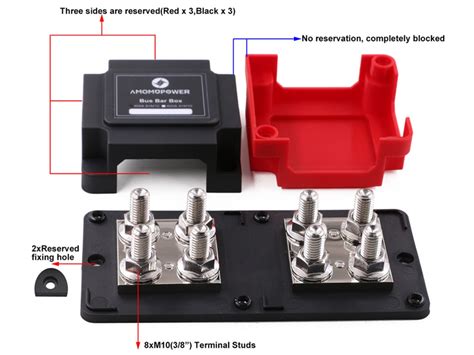 Gloaso 400A Bus Bar 8x M10 Studs Terminals Power Distribution Block 12V