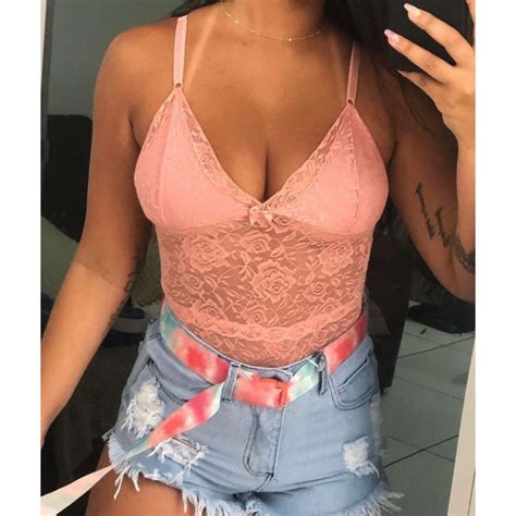 Body Renda Luxo Lingerie Sensual Casual Bore Rendado Blusinha Look Ano Novo Shopee Brasil