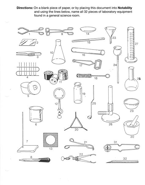 Identifying Lab Equipment Worksheet - Printable Word Searches