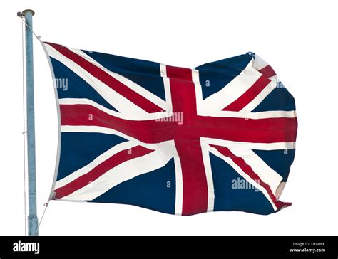 British Flag Union Jack Flying Against White Stock Photo Alamy