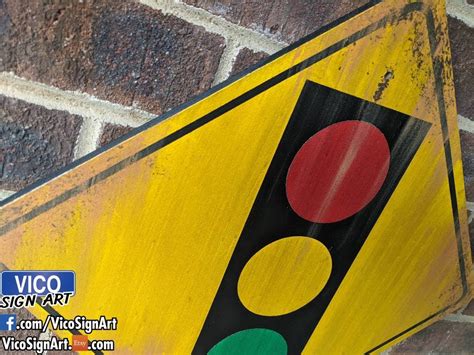 Traffic Light Ahead Recreated Road Sign Art Etsy