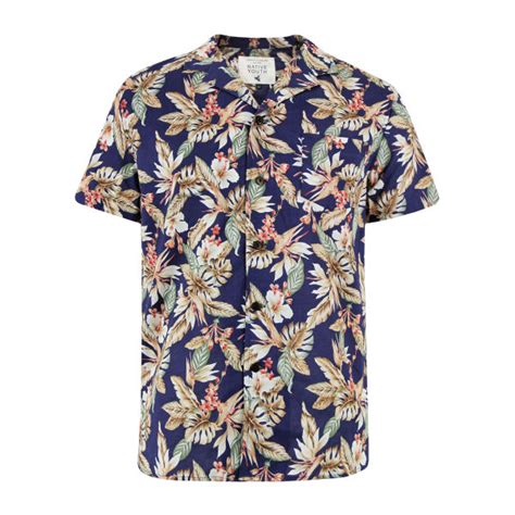 Native Youth Mens Nysh21 Hibiscus Shirt Multi Free Uk Delivery