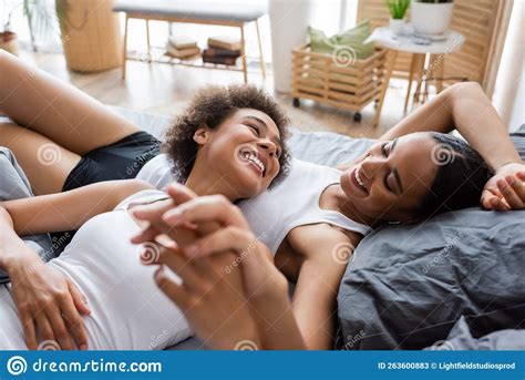 Cheerful Lesbian African American Woman Holding Stock Image Image Of Gender Happy