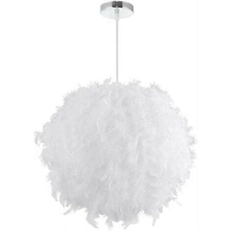 Lustre Suspension en Plumes 30 cm E27 40W Blanc Ensoleillé