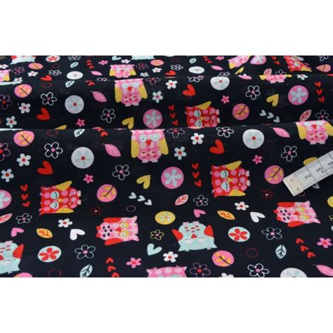 Tissu Am Ricain Patchwork Les Hiboux Fleuri Fond Noir X Cm Alice