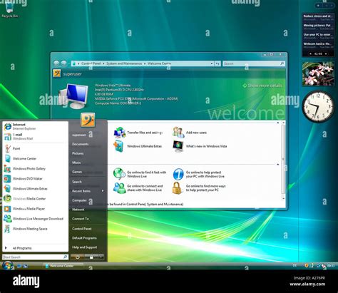 Microsoft Windows Vista, english version, desktop and start menu ...