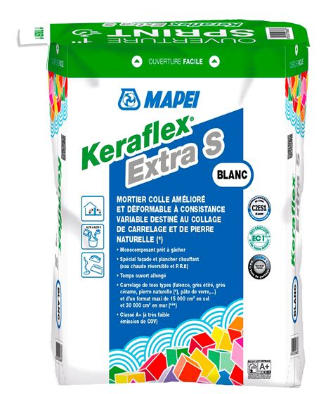 Mortier Colle amélioré KERAFLEX EXTRA S BLANC 25kg MB Carrelages