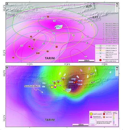 | (A) Superposition diagram of the seismic intensities of each ...