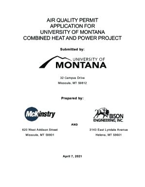 Fillable Online AIR QUALITY PERMIT APPLICATION FOR UNIVERSITY OF