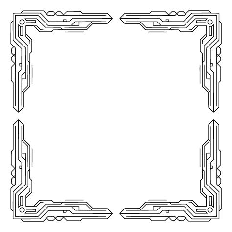 futuristic circuit board corner frame clean tech white space
