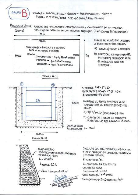 Solucionario De Examen Parcial De Costos Y Presupuesto Flete