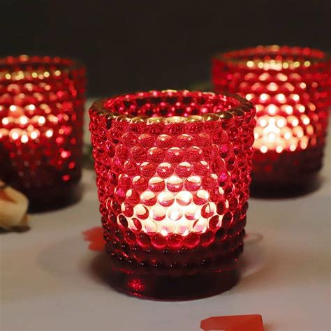 Vohocandle Red Tealight Candle Holder With Gold Rim Set Of 12 Glass