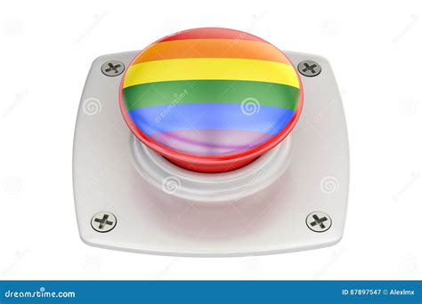 Botón Con La Bandera Gay Del Arco Iris Representación 3D Stock de ilustración Ilustración de