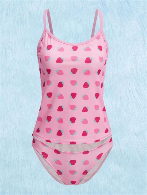 ROMWE Kawaii Strawberry Print Lingerie Set SHEIN UK