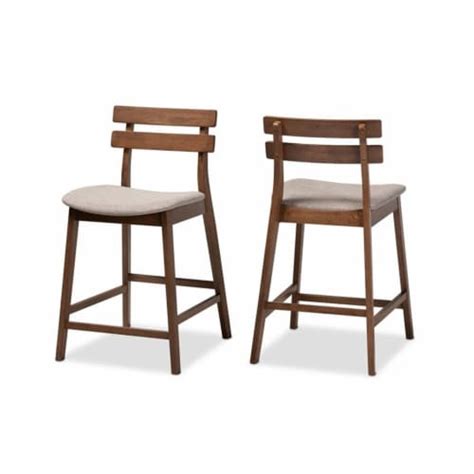 Bowery Hill Gray Upholstered Wood Counter Stools Set Of Smith