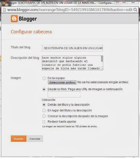 Tutoriales Cómo cambiar o poner cabecera en blogger