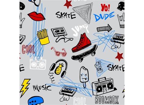 Papel De Parede Skate Radical Nude Quarto Infantil Menino Criança Pré Adolescente Teen Lavável