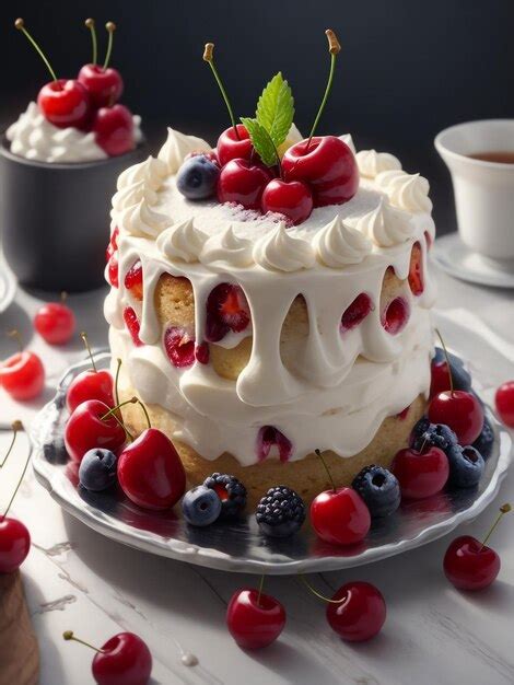 Premium AI Image Naked Chocolate Cake With Berries
