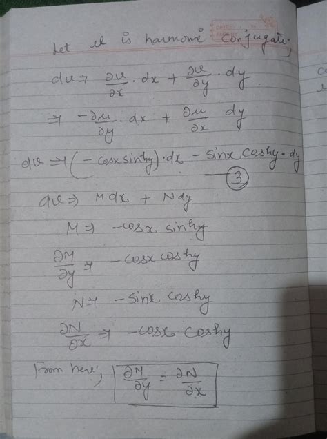 Show That The Function U Cos X Cosh Y Is Harmonic And Find Its Harmonic