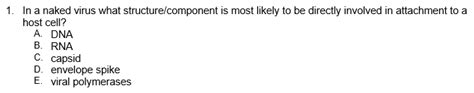Solved 1 In A Naked Virus What Structure Component Is Most Chegg