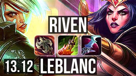 RIVEN Vs LEBLANC TOP 4 2M Mastery 10 Solo Kills 2900 Games