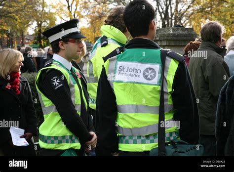 St John Ambulance At Remembrance Sunday Parade Stock Photo Alamy