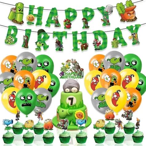 Set Decoraci N Globos Cumplea Os Plantas Vs Zombies Fiestas Cuotas