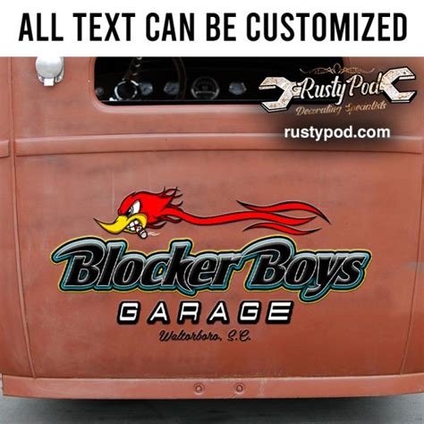 Personalized Hot Rod Bird Lettering For Truck Vinyl Sticker 10308 Rustypod Store