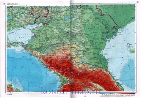 Карта Кавказа. Физическая карта России - Северный Кавказ 1см:25км, A0