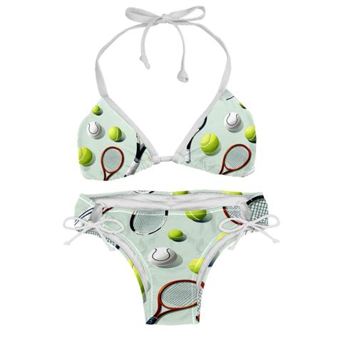 Tennis Women S Bikini Set With Detachable Sponge Adjustable Strap Two Pack Swim Suit One