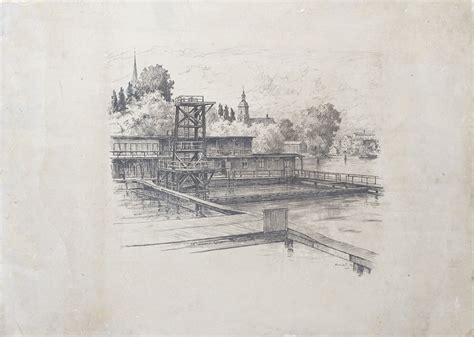 Lithografiestein aus Solnhofener Kalkstein mit Motiv "Spandau - Bad des ...