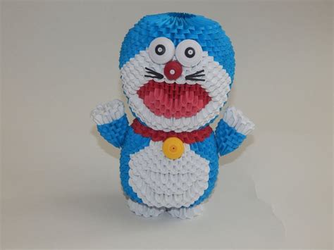 How To Make 3d Origami Doraemon Part1 3d Origami Doraemon Origami Rose