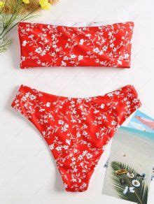 80 OFF 2019 Floral Bandeau Bikini Set In RED ZAFUL