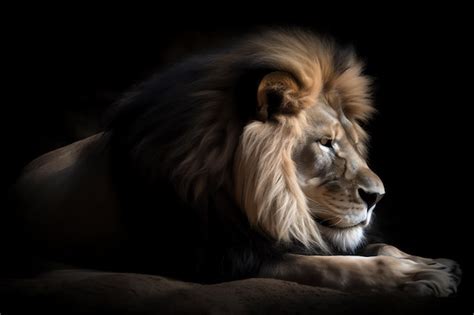 Premium Ai Image A Lion Lying Down Looking Towards The Camera