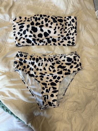 Bandeau Bikini Cheetah Print Black And White Size Small Ebay