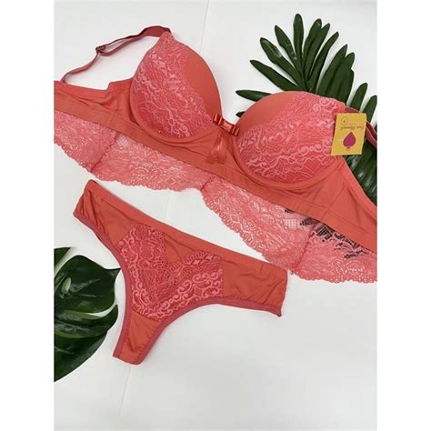 Conjunto lingerie bojo Luxo renda calcinho fio duplo sutiã e a Calcinha Shopee Brasil