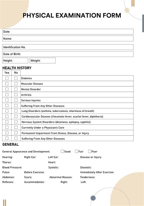 physical examination printable form  comprehensive guide  love