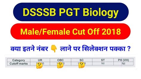 Dsssb Pgt Biology Cut Off Male Female Dsssb Pgt Biology Male