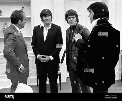 President Richard Nixon Sonny West Jerry Schilling And Elvis Presley