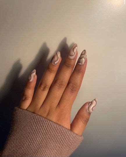 Brown Abstract Nails Press On Nails Nude Nails Nails