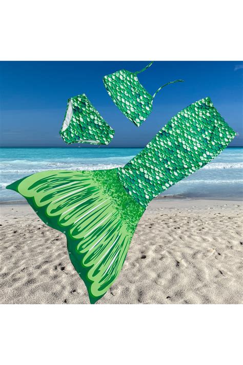 Lolliboomkids Kız Çocuk Deniz Kızı Kostüm Bikini Mayo Efsane Little Mermaid Okyanus Yeşil Renk