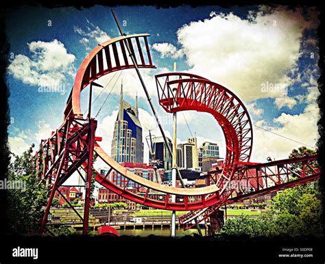 Remains Of An Old Roller Coaster Framing The Downtown Views Of