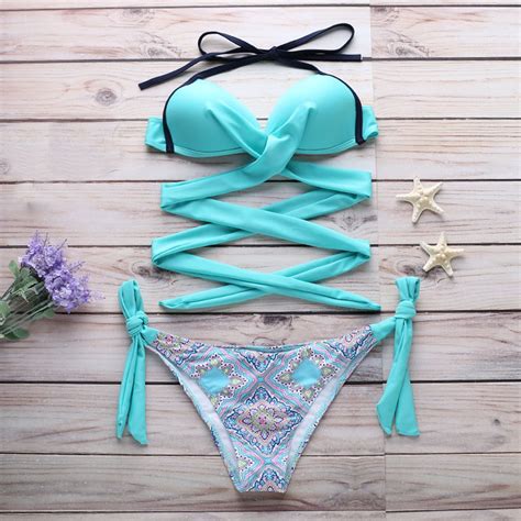 HIMIWAY Push Up Padded Bra Swimsuit Bathing Sexy Women Bikini Set Swimwear Green XL Walmart