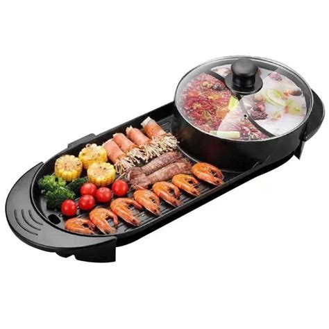 Hot Pot With Grill 2 In 1 Electric BBQ Grill Shabupot 2200W Non Stick