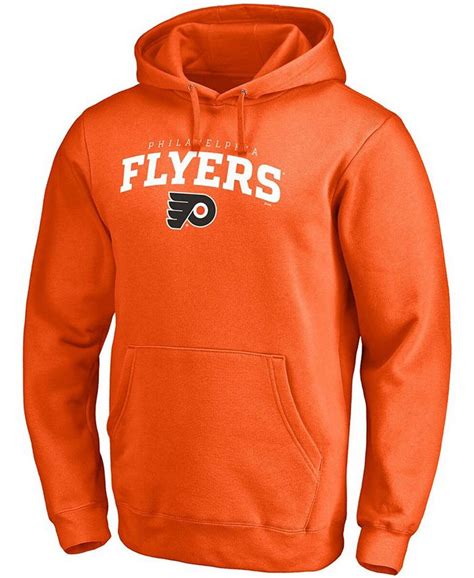 Fanatics Mens Orange Philadelphia Flyers Team Lockup Pullover Hoodie