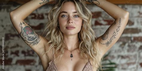 A Happy Nordic Woman Joyfull Full Figured With Long Blonde Hair