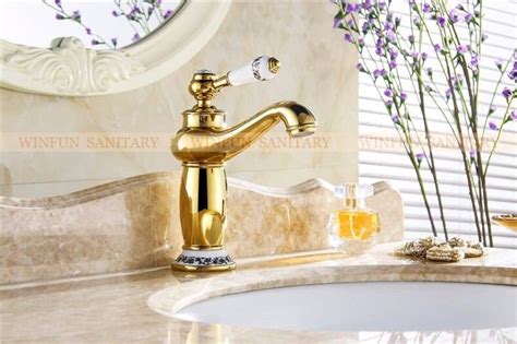 Luxury Basin Faucets Modern Faucet Bathroom Faucet Gold Finish Hot Cold Brass Basin Sink