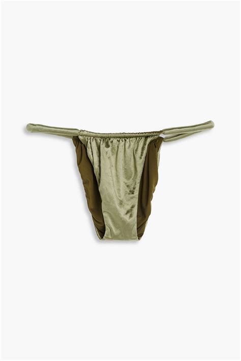 Isa Boulder Joni Ruched Stretch Satin Low Rise Bikini Briefs The Outnet