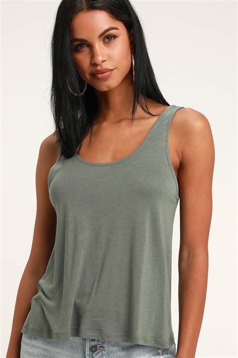 Project Social T Melody X Olive Green Top Backless Tank Top