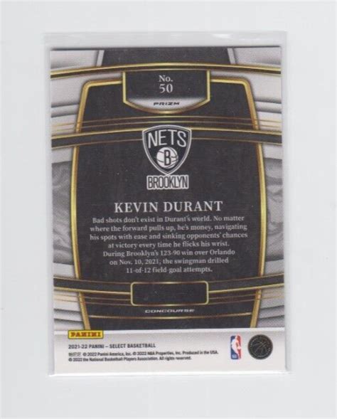 2021 22 Panini Select Kevin Durant Blue Prizm No 50 Nets EBay